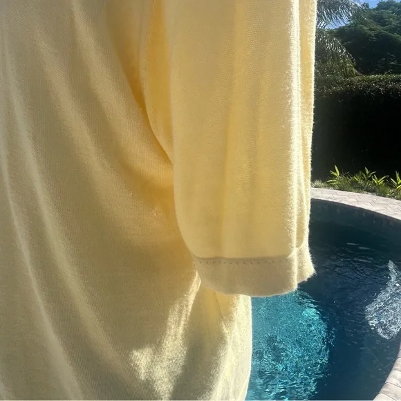 Raffi Linen Blend Light Yellow Polo Shirt Large - Picture 10 of 16